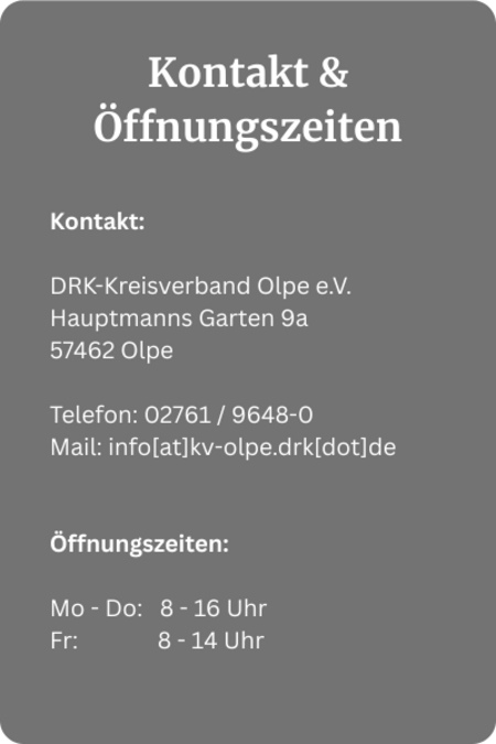 Öffnungszeiten: Mo-Do 8-16 Uhr und Fr 8-14 Uhr
